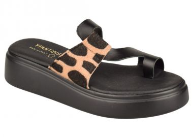 Γυναικείες Παντόφλες Εξόδου | Δερμάτινα | Υφαντίδης | 121005 | Μαύρο Animal Print - Υφαντίδης - 